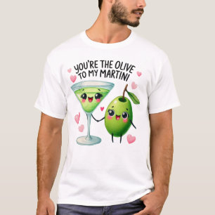 Camiseta Kawaii Martini y par de aceitunas