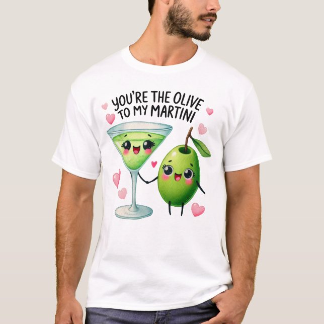 Camiseta Kawaii Martini y par de aceitunas (Anverso)