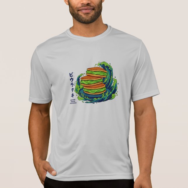 Camiseta Kawaii Matcha Cream Pancakes Ocean Wave Art (Anverso)