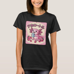 Camiseta Kawaii Meme Axolotl Leche de Fresa Anime Japonés