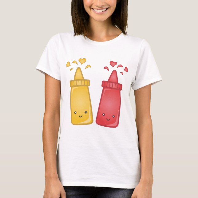 Camiseta Kawaii Mustard y Ketchup Love (Anverso)