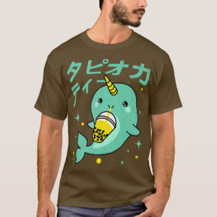 Camiseta Kawaii Narwhal Beber Boba Bubble Tea Kids Adolesce