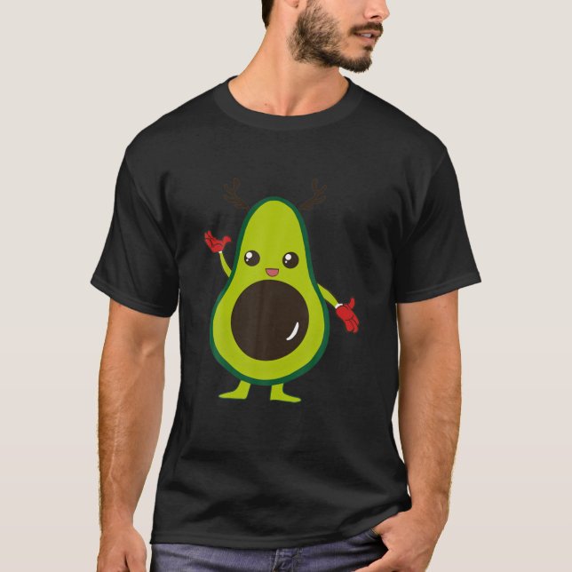 Camiseta Kawaii Navidades Avacado Reindeer Kawaii Xmas Paja (Anverso)