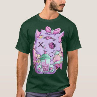 Camiseta Kawaii Neko Boba Tea Tee Shirt, Gótico Pastel Aest