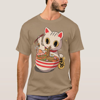 Camiseta Kawaii Neko Cat Kitten Ramen Noodle