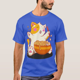 Camiseta Kawaii Neko Cat Ramen Bowl Anime Fideos Japoneses