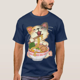 Camiseta Kawaii Neko Cute Ramen Gats Anime Japonés De Fideo