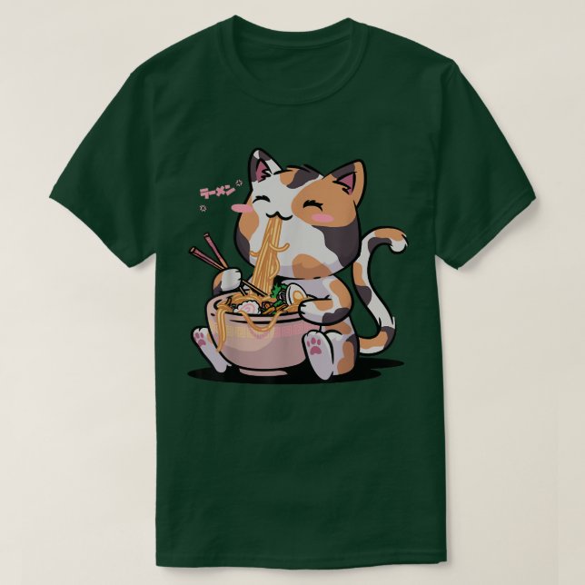 Camiseta Kawaii Neko Gats Ramen Bowl Anime Otaku Gatos de c (Diseño del anverso)