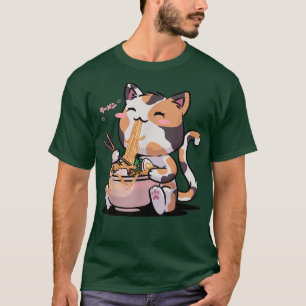 Camiseta Kawaii Neko Gats Ramen Bowl Anime Otaku Gatos de c