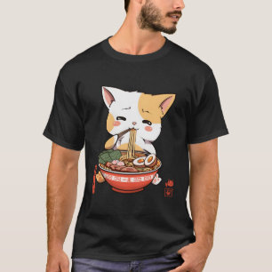 Camiseta Kawaii Neko Ra Ra Cat Anime De Fideos Japoneses