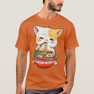 Camiseta Kawaii Neko Ramen Cute Ramen Cat Japanese Noodle F