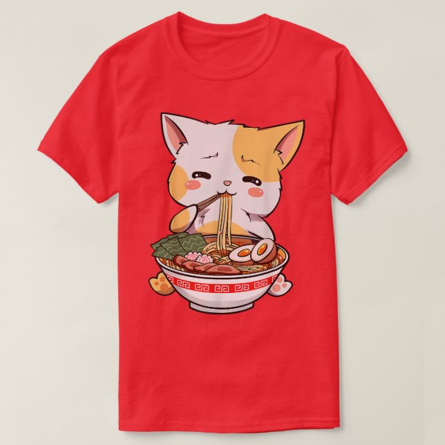 Camiseta Kawaii Neko Ramen Cute Ramen Cat Japanese Noodle G (Diseño del anverso)