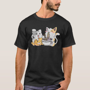 Camiseta Kawaii Neko Ramen Fideos Gatos Anime