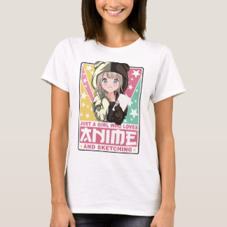 Camiseta Kawaii Otaku - Cute Japanese Sketching Girl