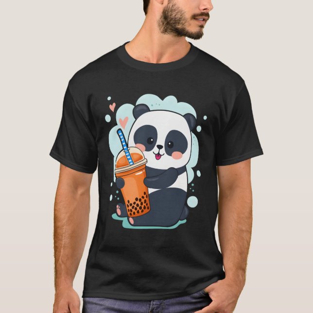 Camiseta Kawaii Panda Anime Boba Bebe Burbuja Tapioca (Anverso)