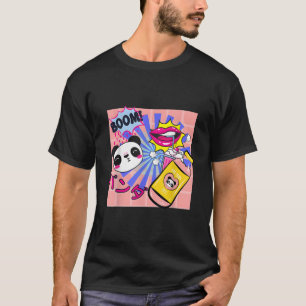 Camiseta Kawaii Panda Batido de Fresa Anime Japonés