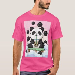 Camiseta Kawaii Panda Bear Bubble Boba Tea de leche japonés