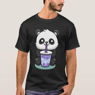 Camiseta Kawaii Panda Bebiendo Boba Tea Anime