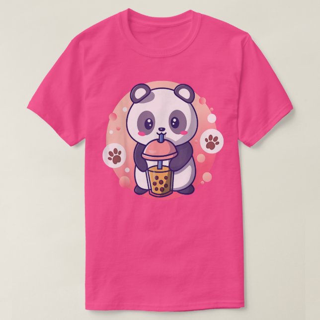 Camiseta Kawaii Panda Boba Pres (Diseño del anverso)