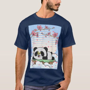Camiseta Kawaii Panda Cherry Blossom Butterfly Japanese Aes