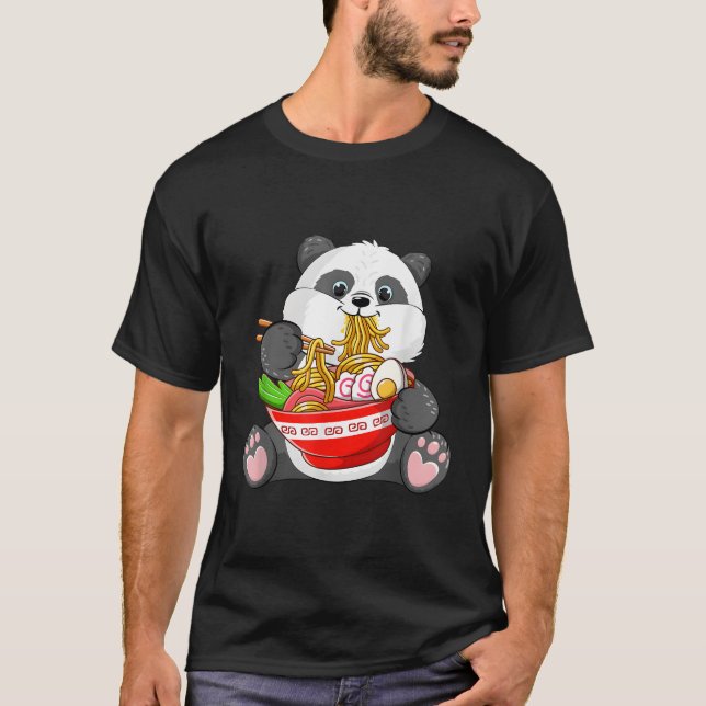 Camiseta Kawaii Panda Comiendo Fideos De Ra Otaku Anime Jap (Anverso)