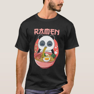 Camiseta Kawaii Panda Comiendo Fideos De Ramen, Anime Cuato