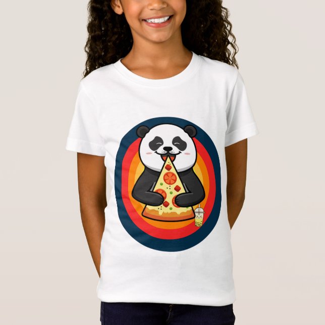Camiseta Kawaii Panda Comiendo Pizza Boba Tea (Anverso)