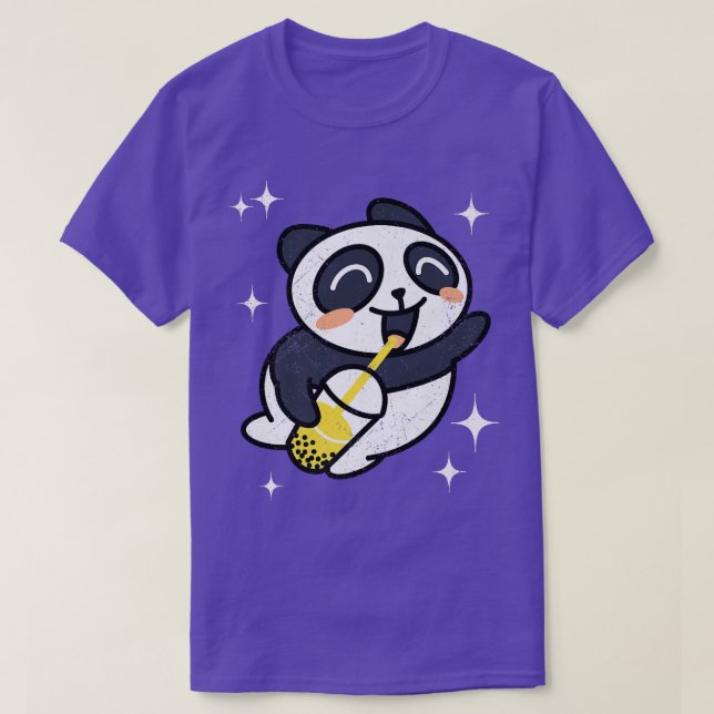 Camiseta Kawaii Panda con Boba Bubble Tea Premium  (Diseño del anverso)