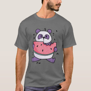 Camiseta Kawaii Panda con sandía