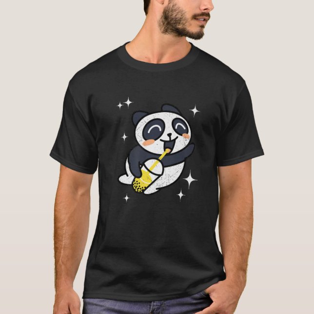 Camiseta Kawaii Panda con té de burbuja Boba (Anverso)