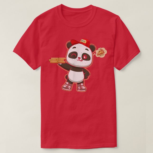Camiseta Kawaii Panda Cute Animal Pizza Delivery Funny Pizz (Diseño del anverso)