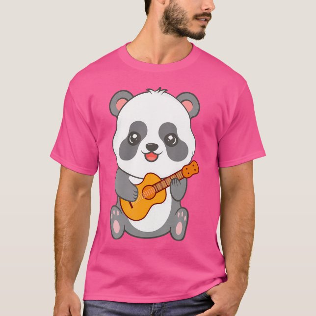 Camiseta Kawaii Panda Jugando A Personalizado De Guitarra A (Anverso)