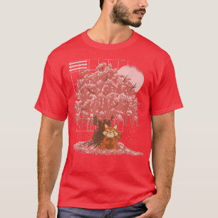 Camiseta Kawaii Panda oso Arroyo de flores de cerezo japoné