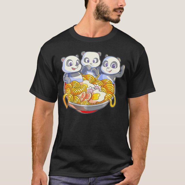 Camiseta Kawaii Panda Ramen Noodle Japonés Anime Panda (Anverso)