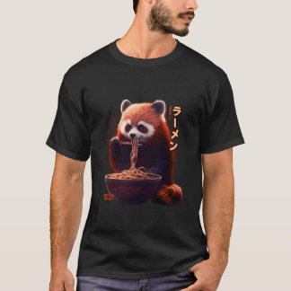 Camiseta Kawaii Panda Rojo Comiendo Ra Ra
