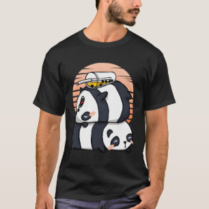 Camiseta Kawaii Pandas Boba Té de burbuja Anime japonés