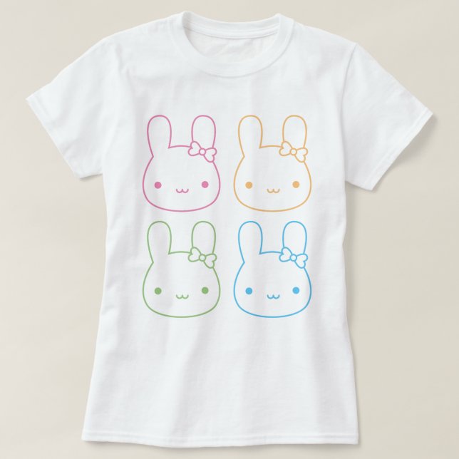 Camiseta Kawaii Pastel Bunny Bows (Diseño del anverso)