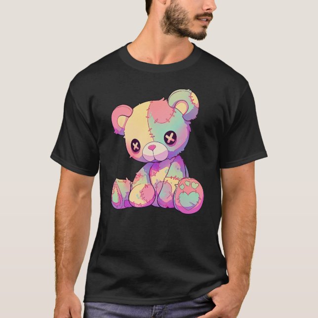 Camiseta Kawaii Pastel Goth Creepy Cute Witchy Patchwork Te (Anverso)