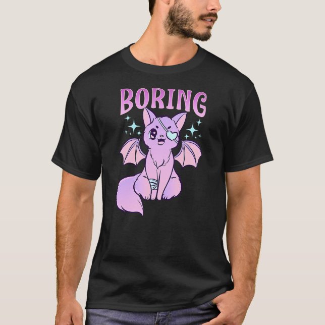 Camiseta Kawaii Pastel Goth Cute Creepy Bat Cat Anime Theme (Anverso)