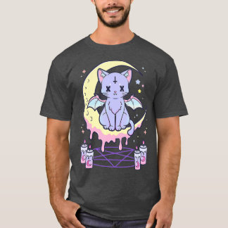 Camiseta Kawaii Pastel Goth Cute Creepy Black Cat