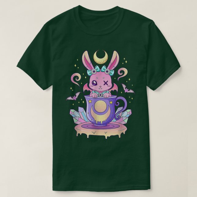 Camiseta Kawaii Pastel Goth Cute Creepy Bunny In Teacup  (Diseño del anverso)
