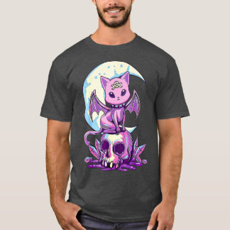 Camiseta Kawaii Pastel Goth Cute Creepy Witchy Cat and