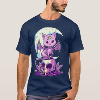 Camiseta Kawaii Pastel Goth Cute Creepy Witchy Cat and
