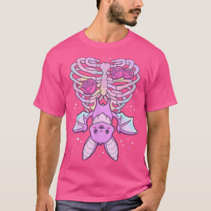 Camiseta Kawaii Pastel Gótico Cute Creepy Bat Skeleton 
