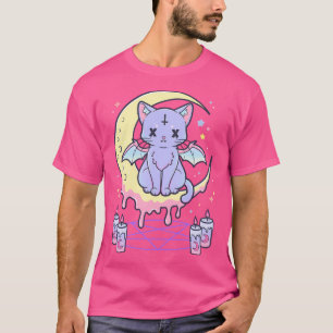 Camiseta Kawaii Pastel Gótico lindo y espeluznante gato ocu