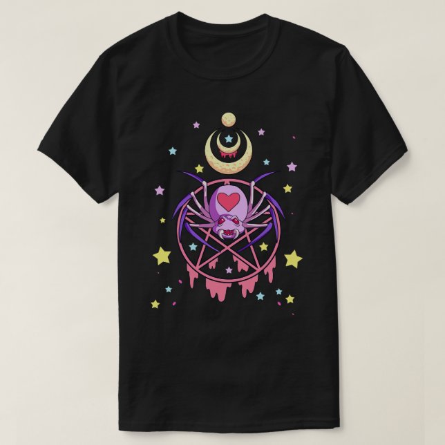 Camiseta Kawaii Pastel Gótico Pentacle Cute Spider Pen (Diseño del anverso)