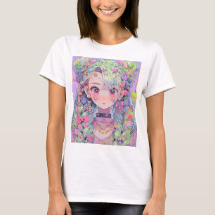 Camiseta Kawaii Pastel Harajuku Anime Chica con trenzas