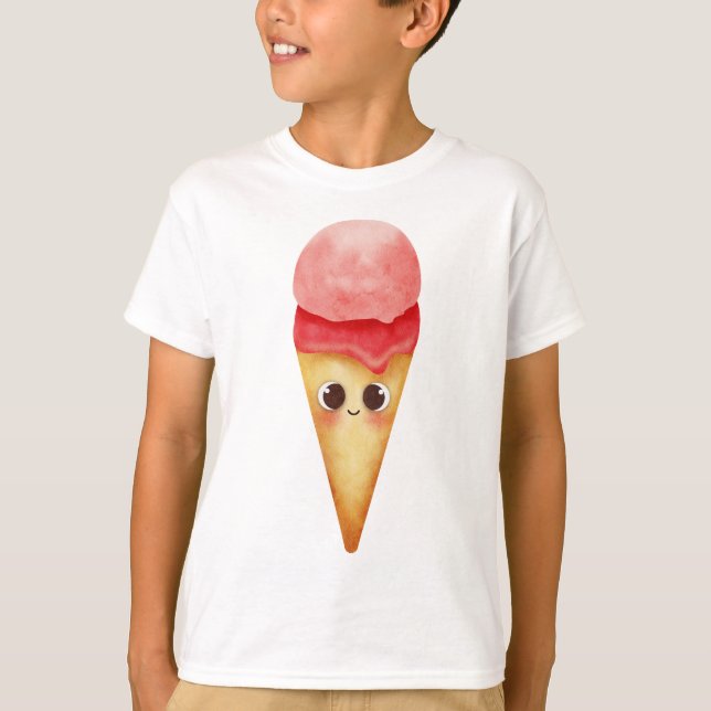 Camiseta Kawaii Pastel Helado Cono - postre dulce (Anverso)