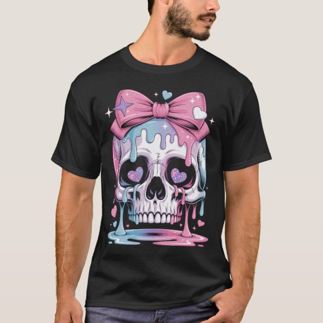 Camiseta Kawaii Pastel Skull Rosa (Anverso)