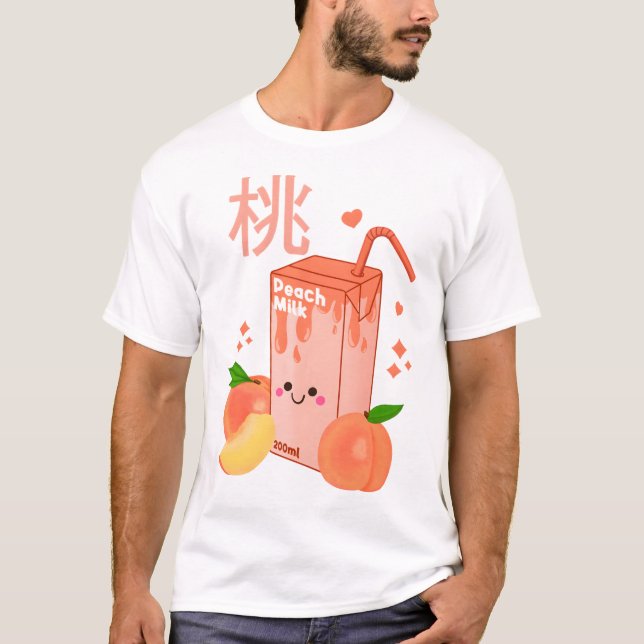Camiseta Kawaii Peach Milk (Anverso)